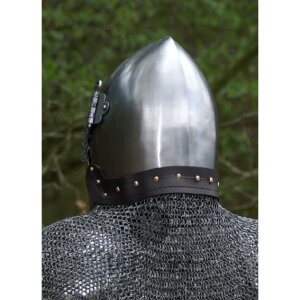 Chainmail aventail for helmets, unriveted round rings, Ø 8mm, burnished steel