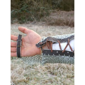 Chain mail arm protection with leather lacing, galvanized...