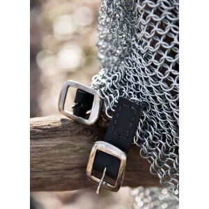 Chainmail Leg Protection or Chausses, unriveted round rings, Ø 8mm, 1.8mm wide, galvanized steel