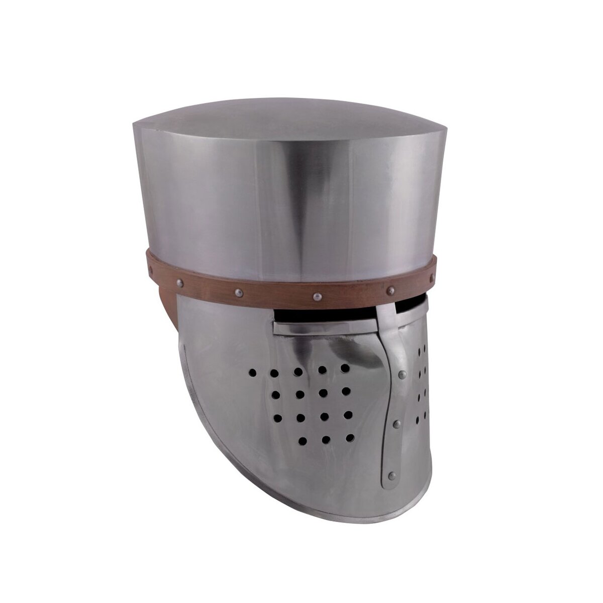 Crusader pot helm, 2 mm steel, with leather liner