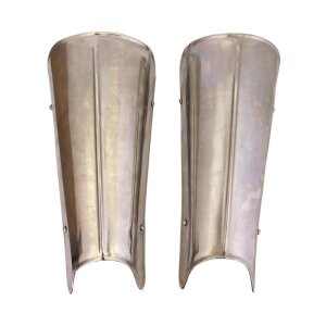1 Pair Steel greaves with mid rib, 1,2 mm steel