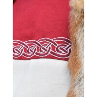 Viking tunic Halvar with embroidery made of cotton, natural/red