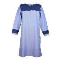 Viking Tunic Ove with Herringbone Pattern made of cotton, blue