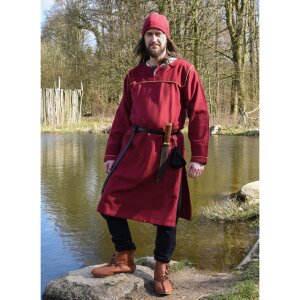 Tunique viking Ove &agrave; chevrons en coton, bordeaux