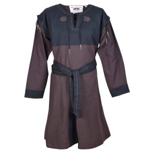 Medieval Tunic Bent with Detachable Sleeves, brown/black