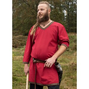Tunique viking en coton, rouge foncé