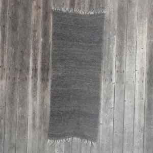 Kleine handgewebte Wolldecke / Läufer grau 70 x 150 cm