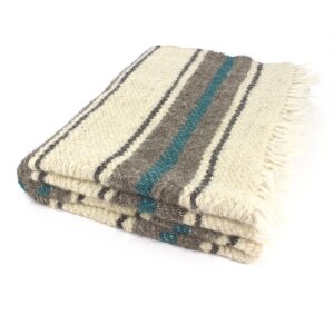 Handwoven blanket with green stripes 140 x 220 cm