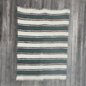 Handwoven blanket with green stripes 140 x 220 cm