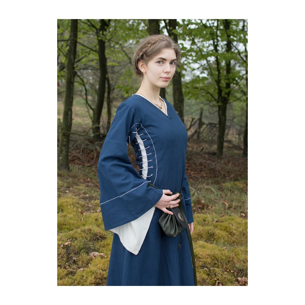 Late medieval dress or Bliaut Amal blue/natural white