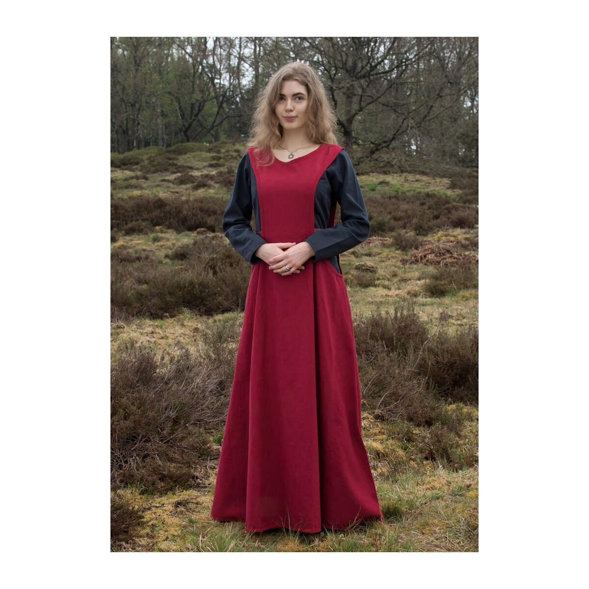 Spätmittelalterliches Überkleid Surcot Andra Rot