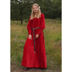 Sp&auml;tmittelalter-Kleid Isabell Samt Cotehardie Rot