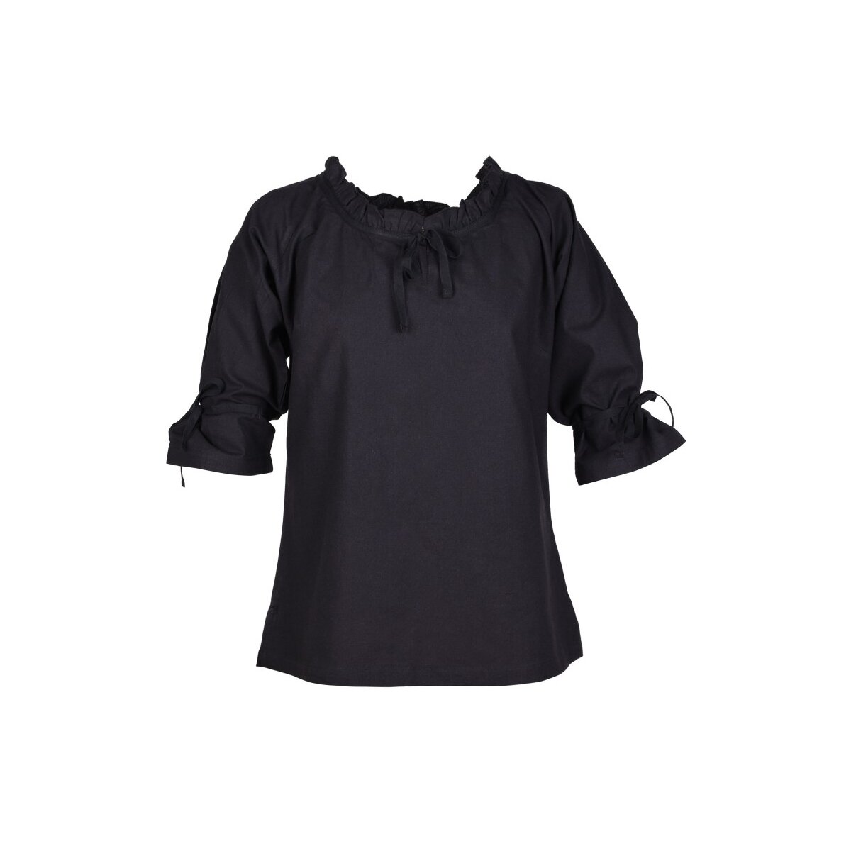 Blouse médiévale Birga, manches 3/4, noir