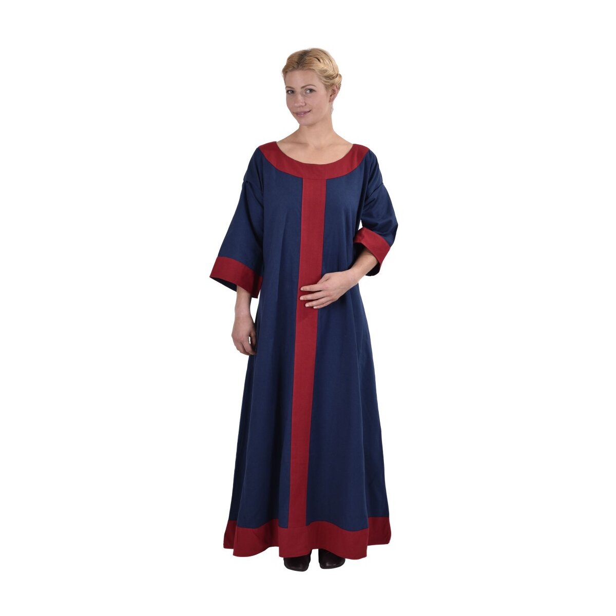 Robe germanique Gudrun bleu/rouge