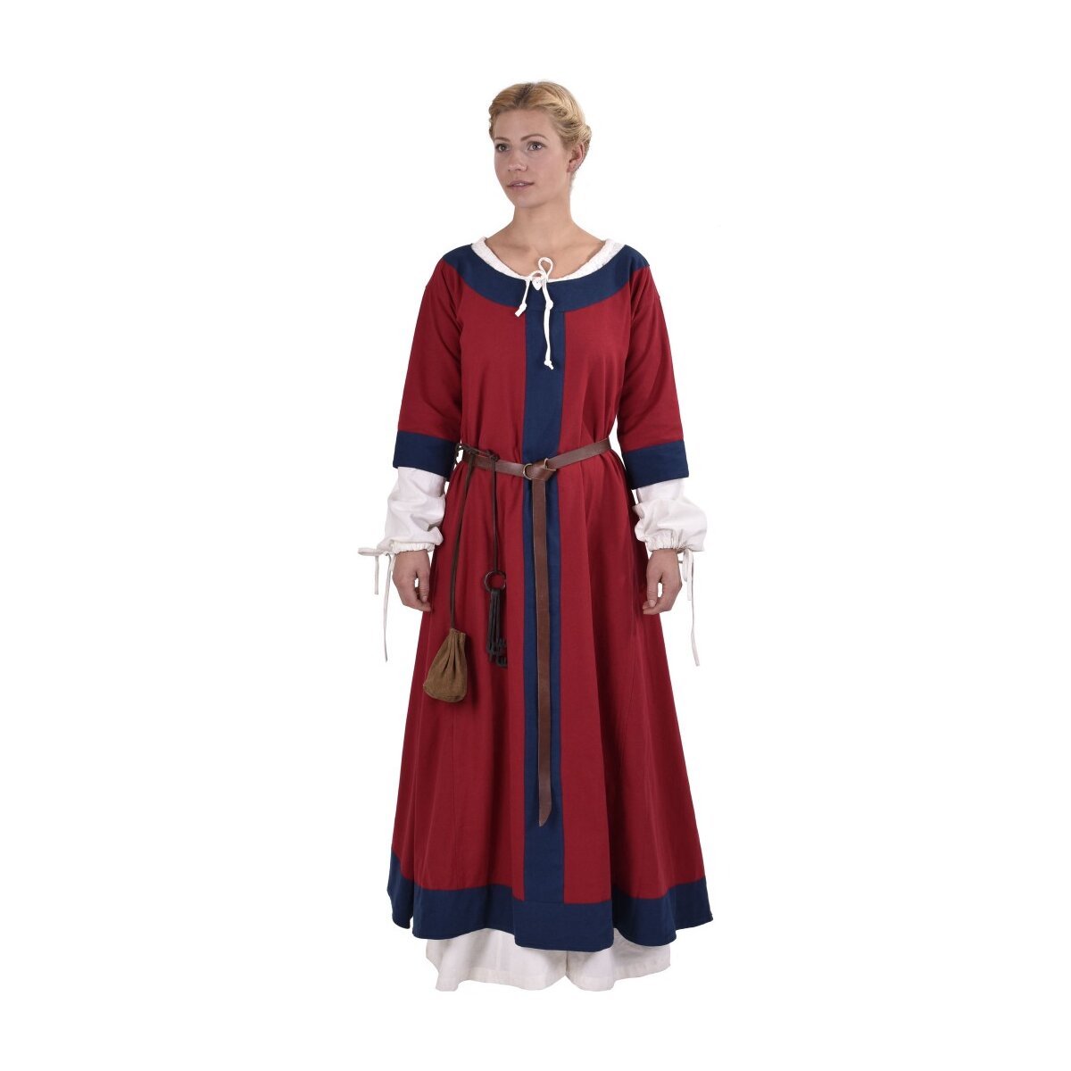 Robe germanique Gudrun rouge/bleu