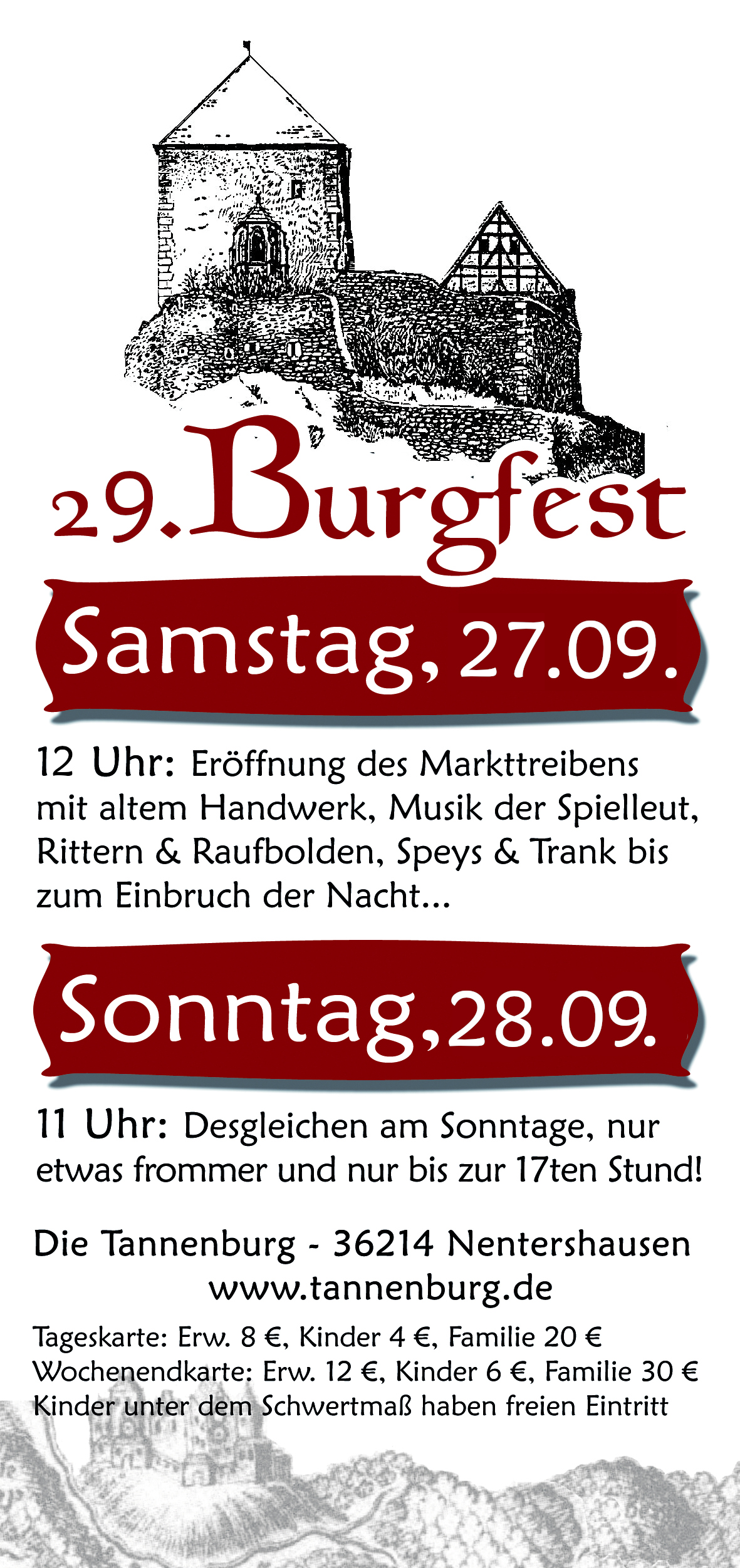 Programm Tannenburg Castle Festival